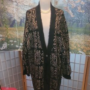 Roaman's Black and Gold Cardigan Sweater